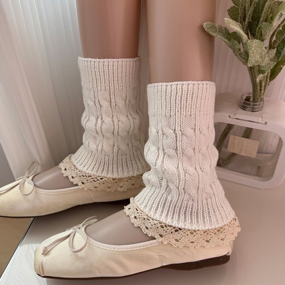 Vintage Lace Ruffle Hem Knit L - Boot Sock Slouchy ulasan dan harga