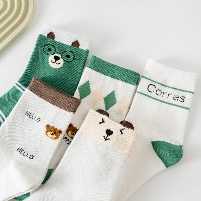 5 Pack Toddler Cartoon Bear Pa - Cotton Crew Sock Pack ulasan dan harga